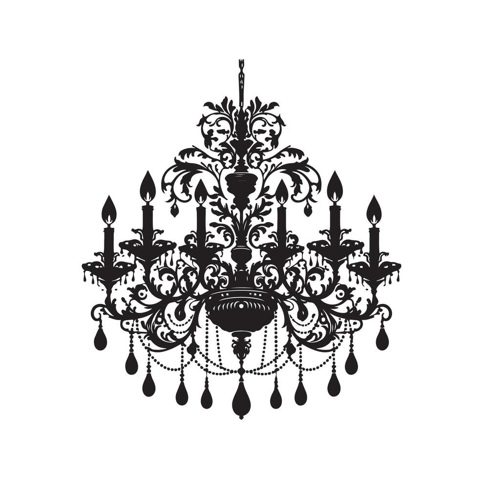 chandelier illustration icon silhouette style vector