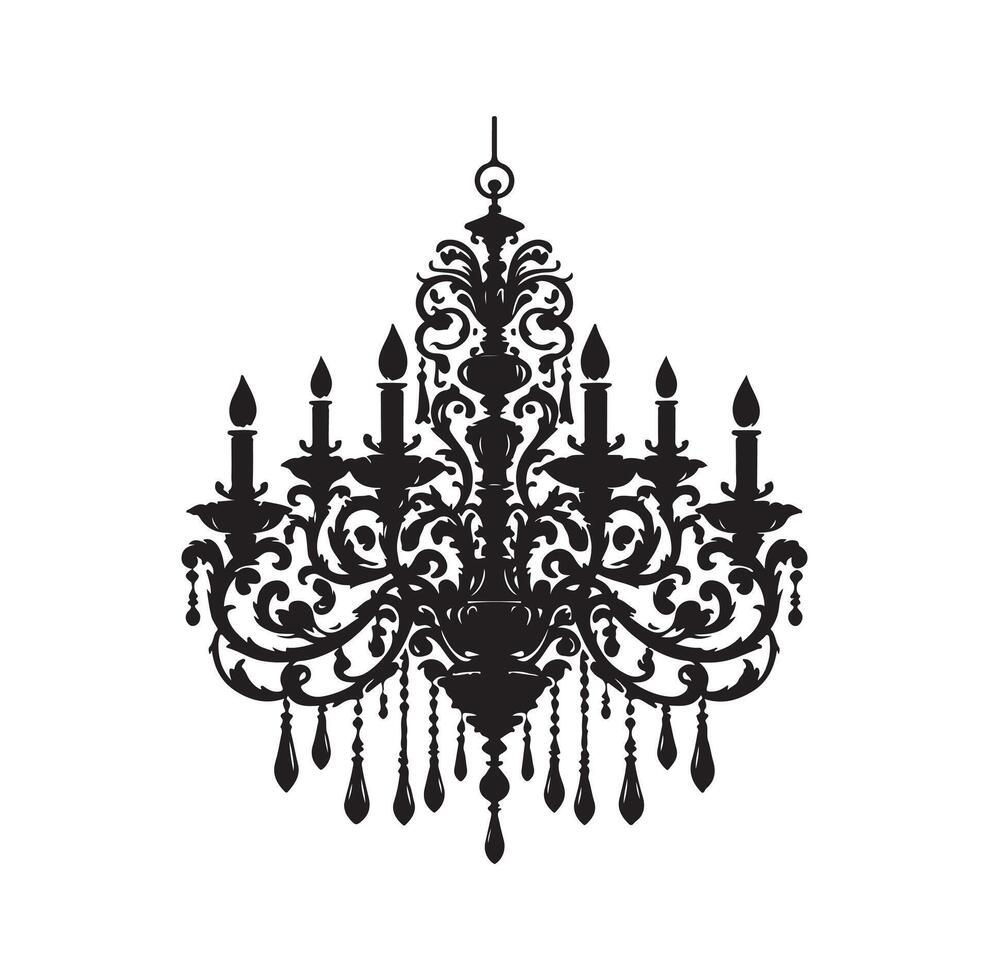 chandelier illustration icon silhouette style vector
