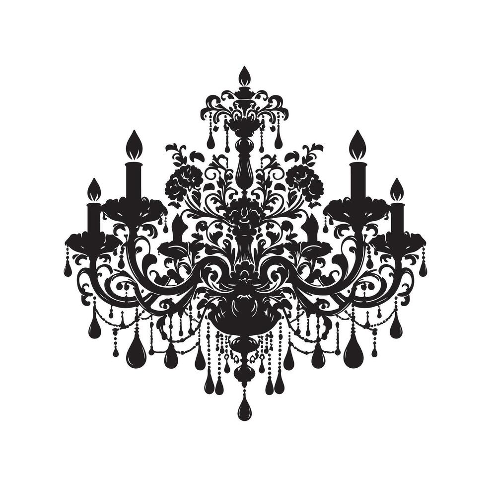 chandelier illustration icon silhouette style vector