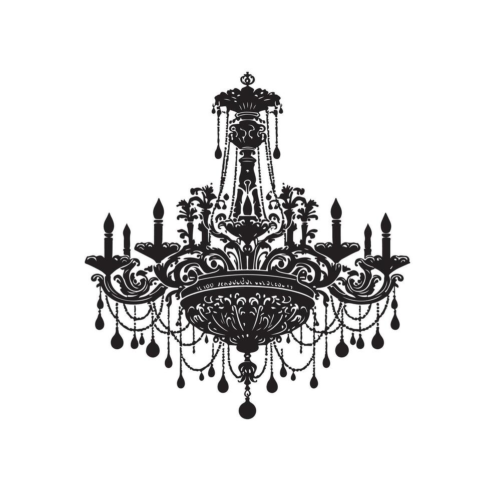 chandelier illustration icon silhouette style vector
