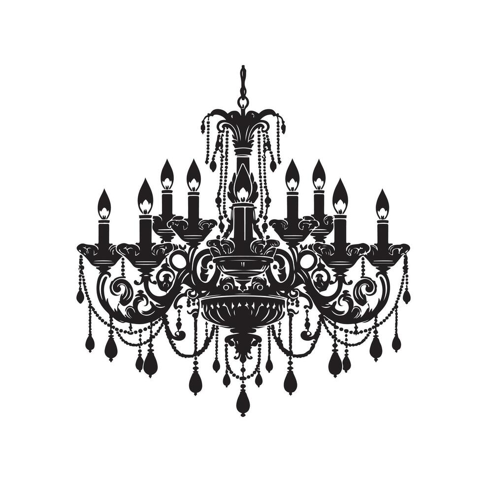 chandelier illustration icon silhouette style vector