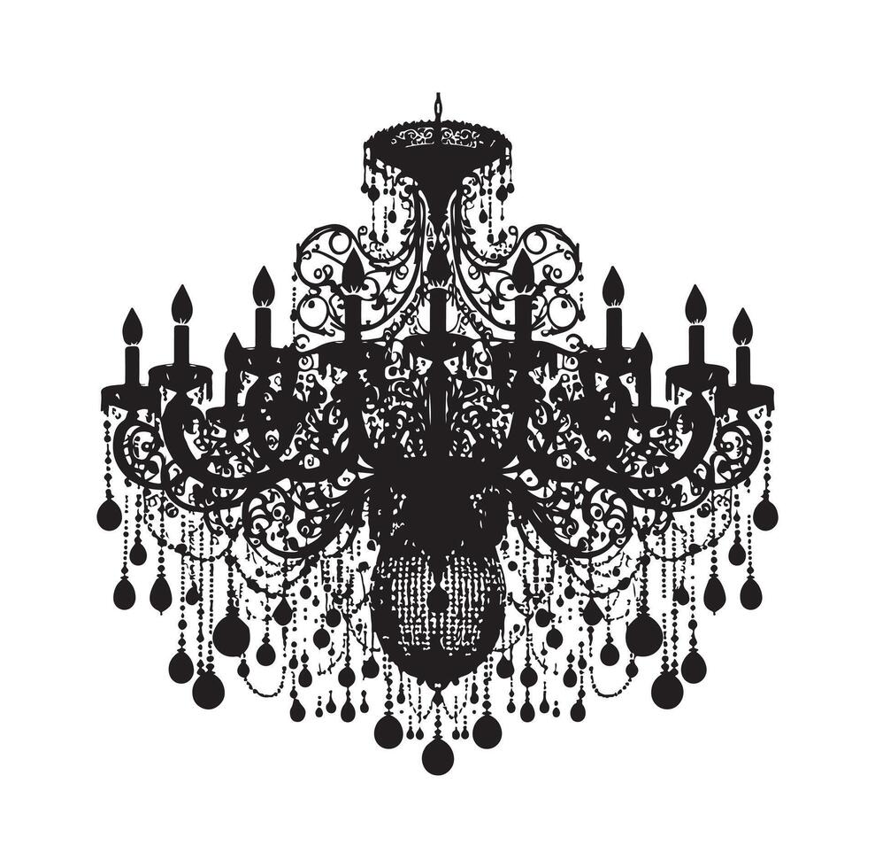 chandelier illustration icon silhouette style vector