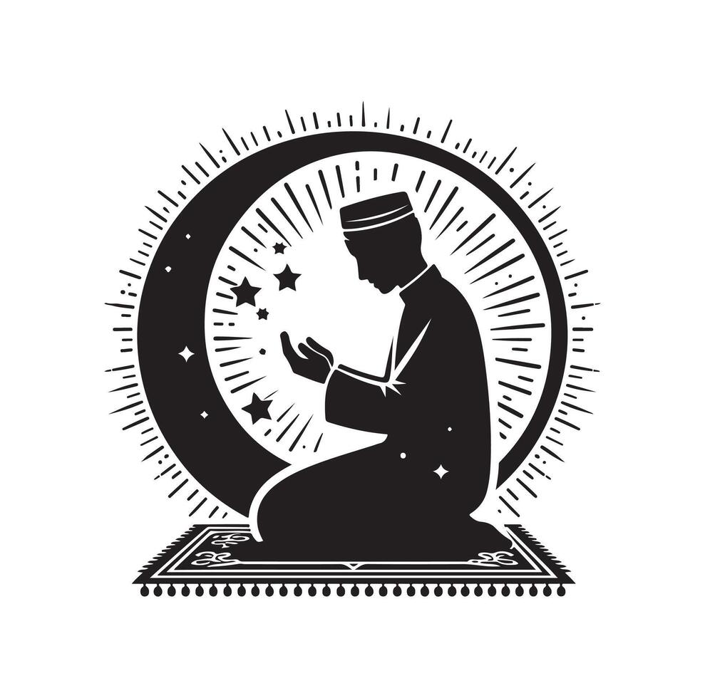 Muslim Praying silhouette. praying symbol illustration vector