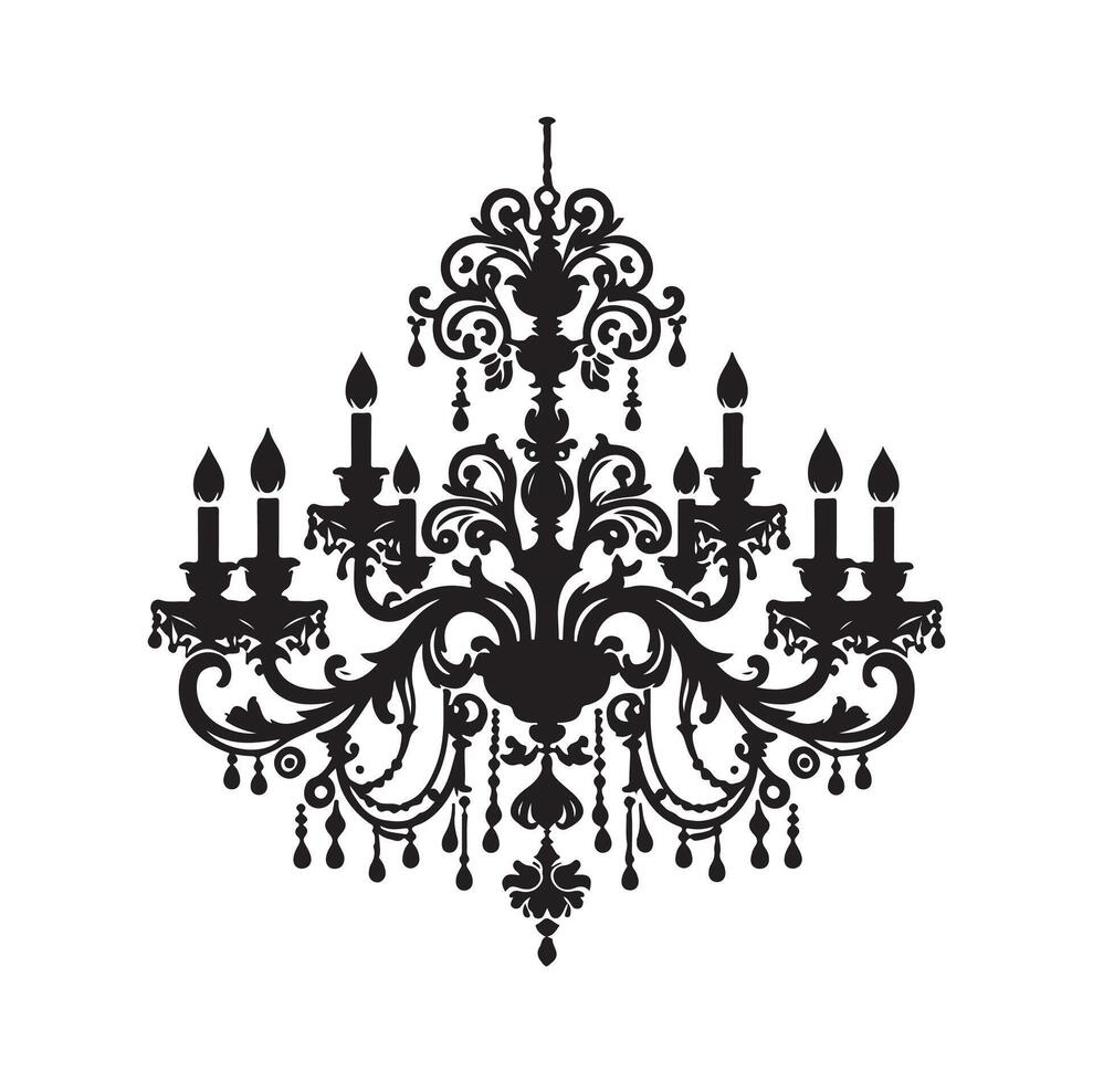 chandelier illustration icon silhouette style vector