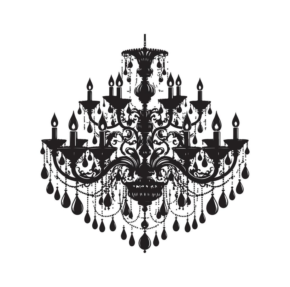 chandelier illustration icon silhouette style vector