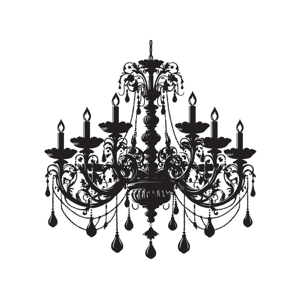 chandelier illustration icon silhouette style vector