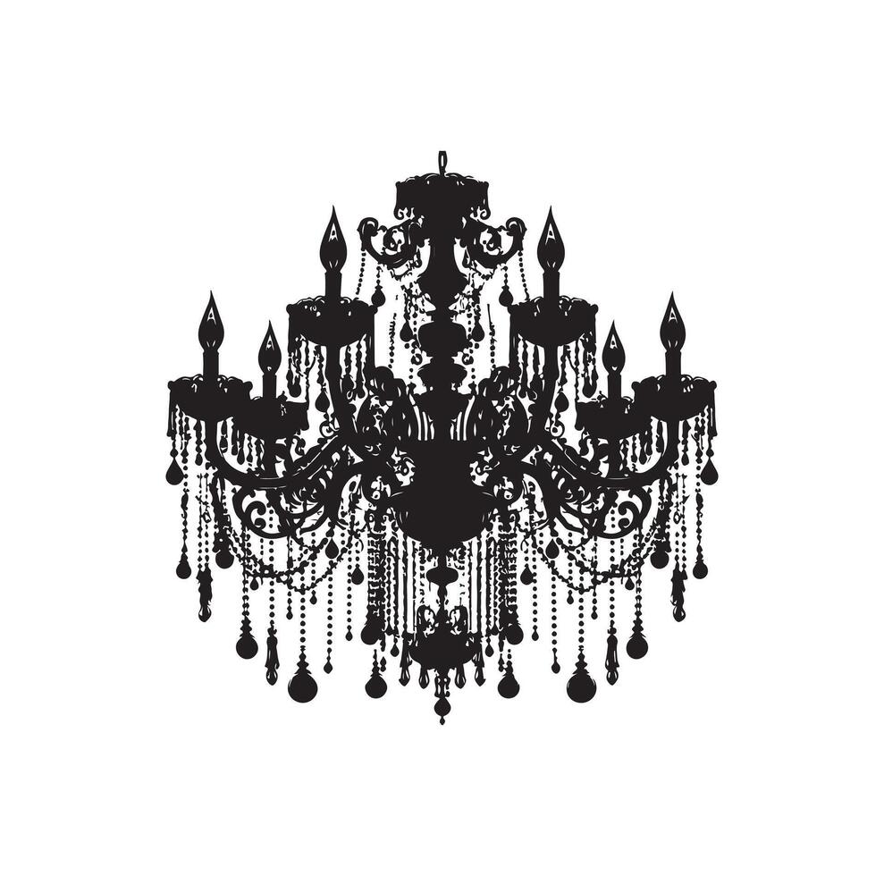 chandelier illustration icon silhouette style vector