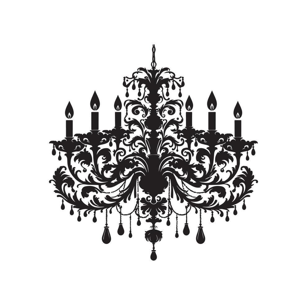 chandelier illustration icon silhouette style vector