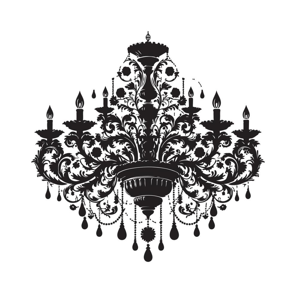 chandelier illustration icon silhouette style vector