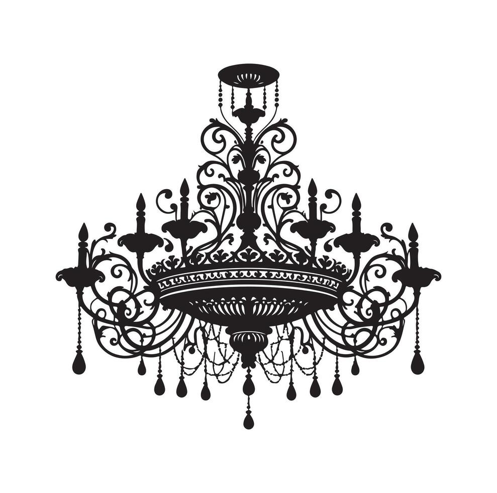 chandelier illustration icon silhouette style vector