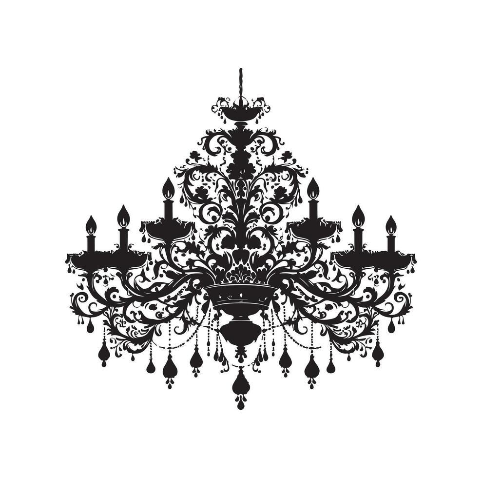 chandelier illustration icon silhouette style vector