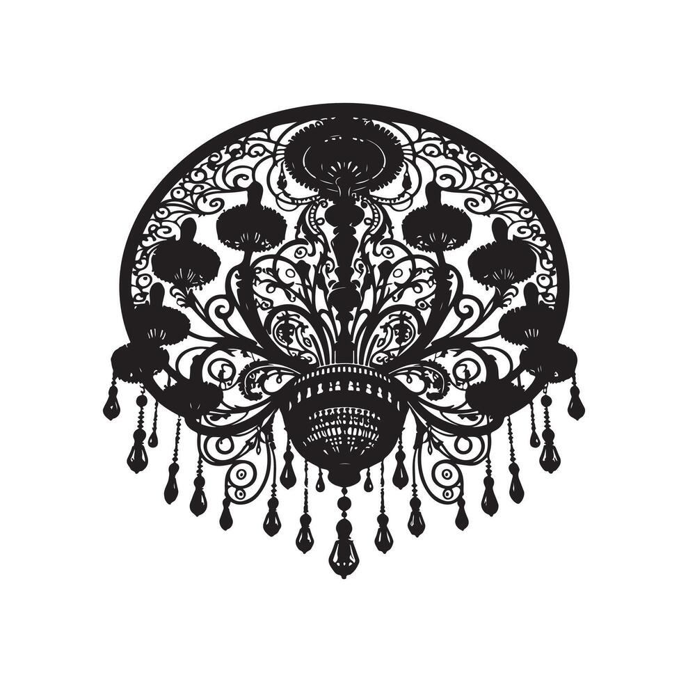 chandelier illustration icon silhouette style vector