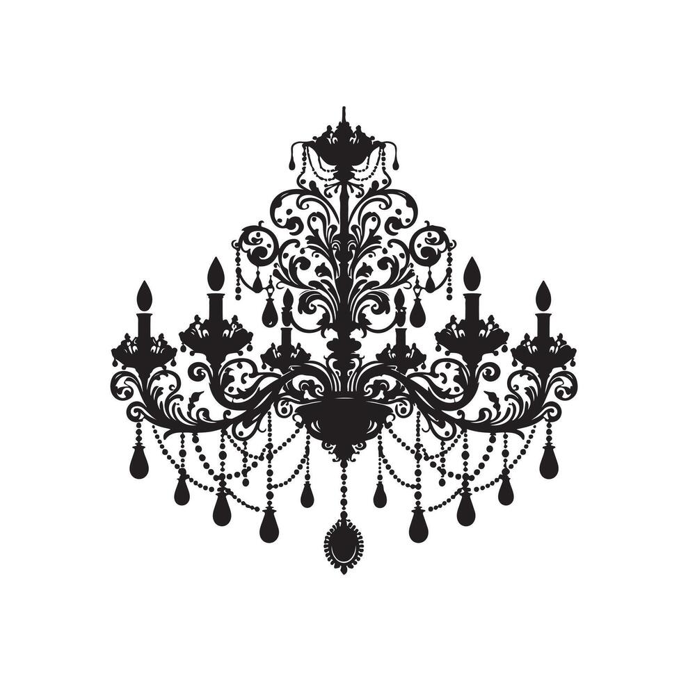 chandelier illustration icon silhouette style vector