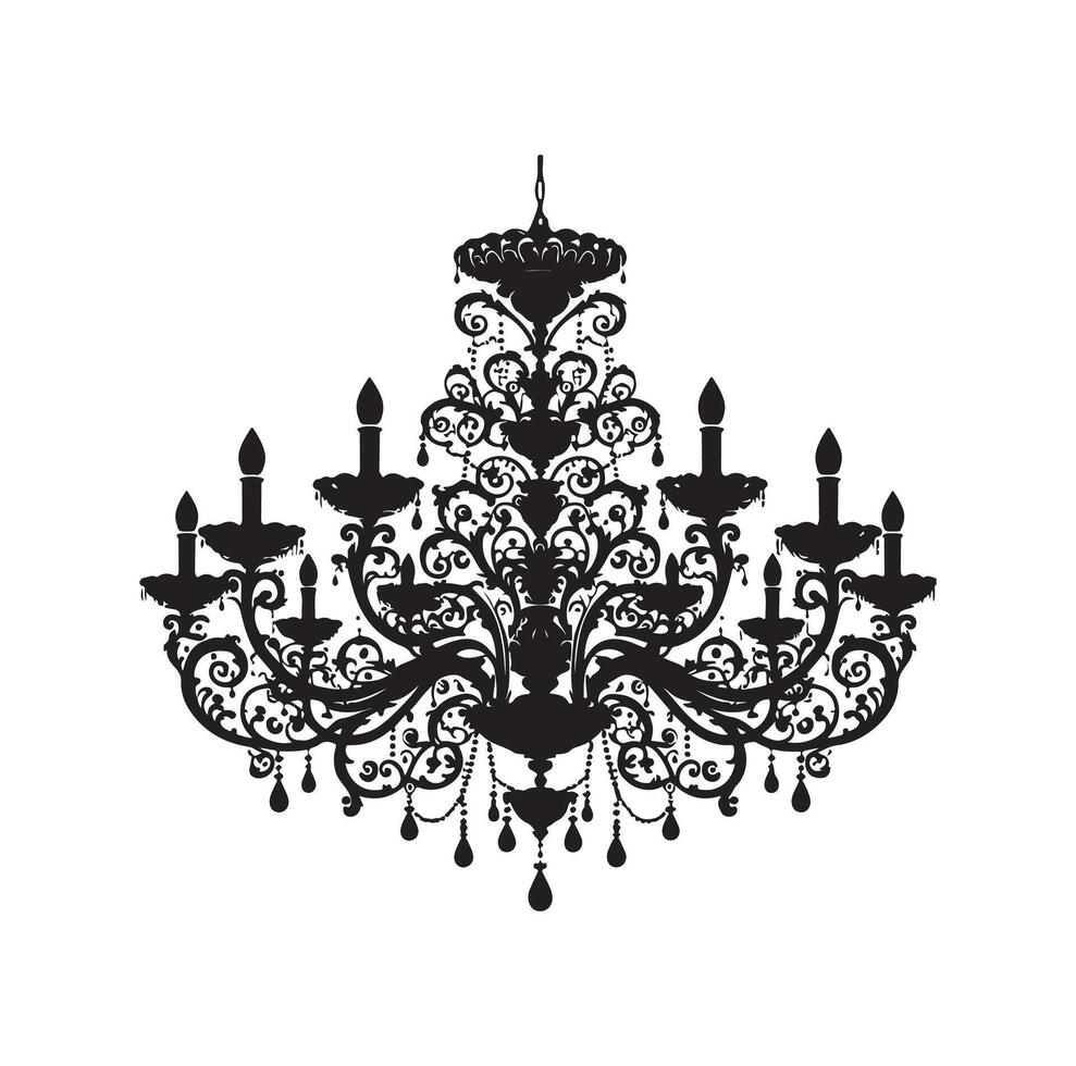 chandelier illustration icon silhouette style vector