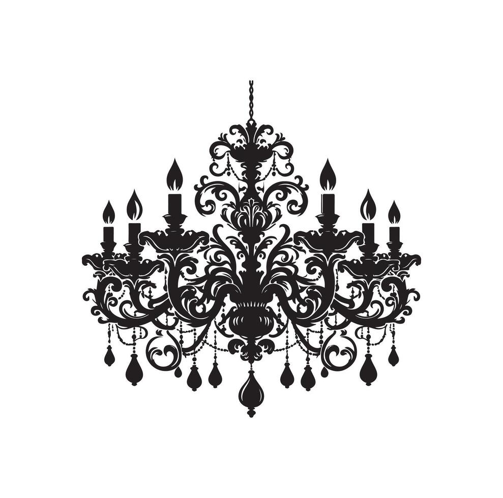 chandelier illustration icon silhouette style vector
