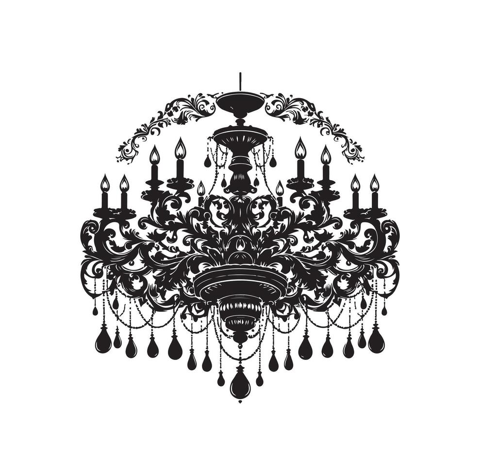 chandelier illustration icon silhouette style vector