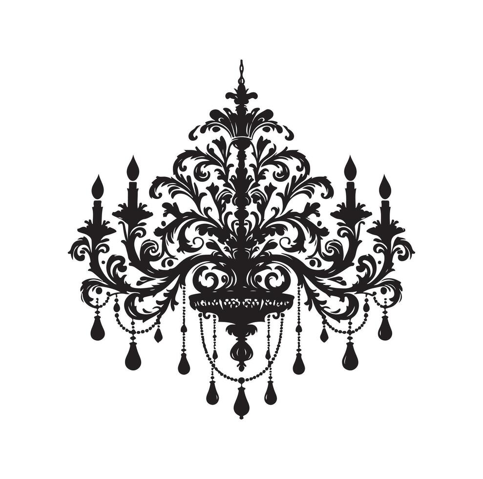 chandelier illustration icon silhouette style vector