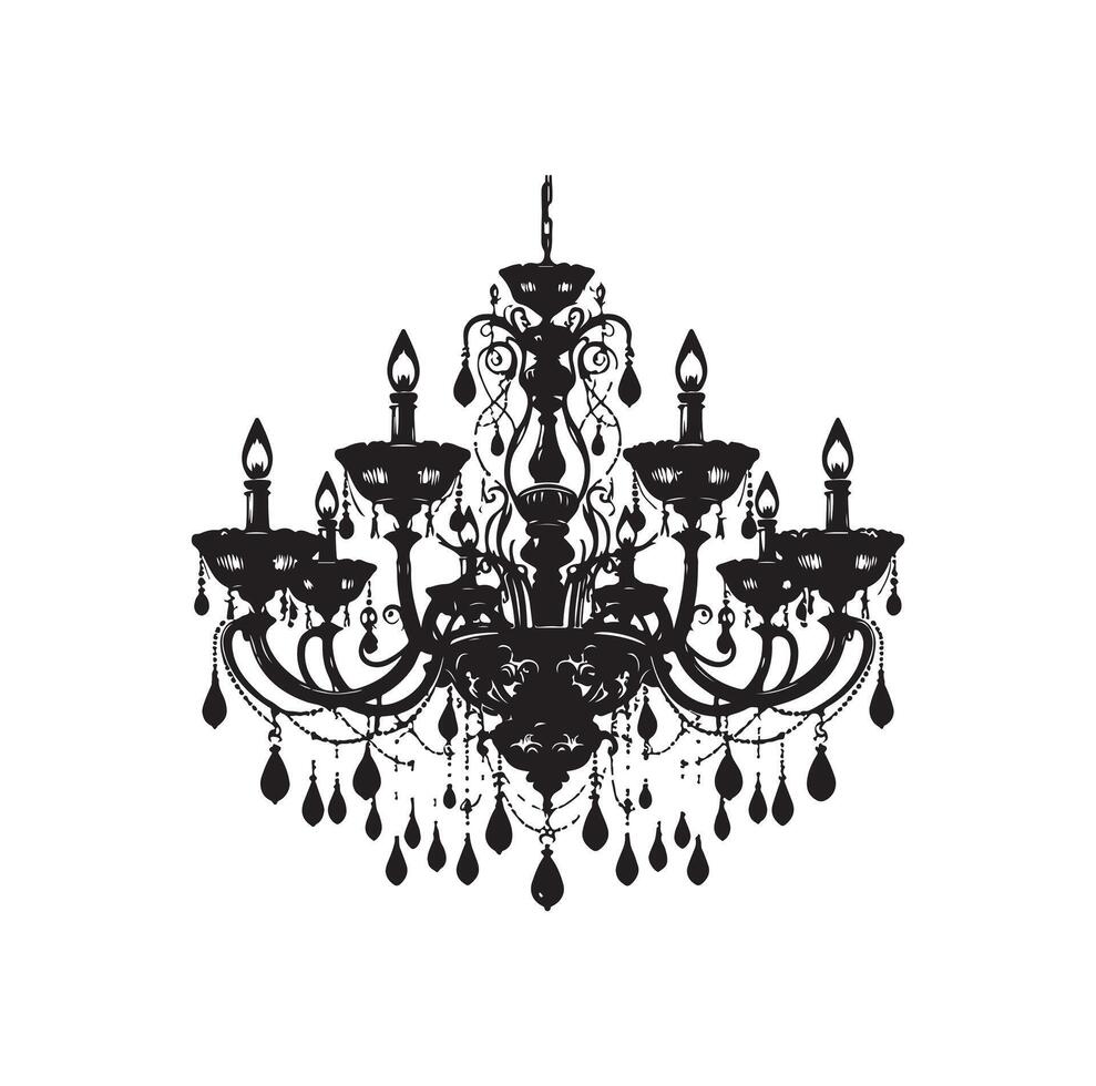 chandelier illustration icon silhouette style vector