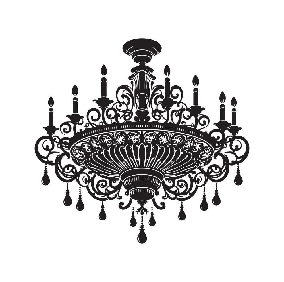 chandelier illustration icon silhouette style vector