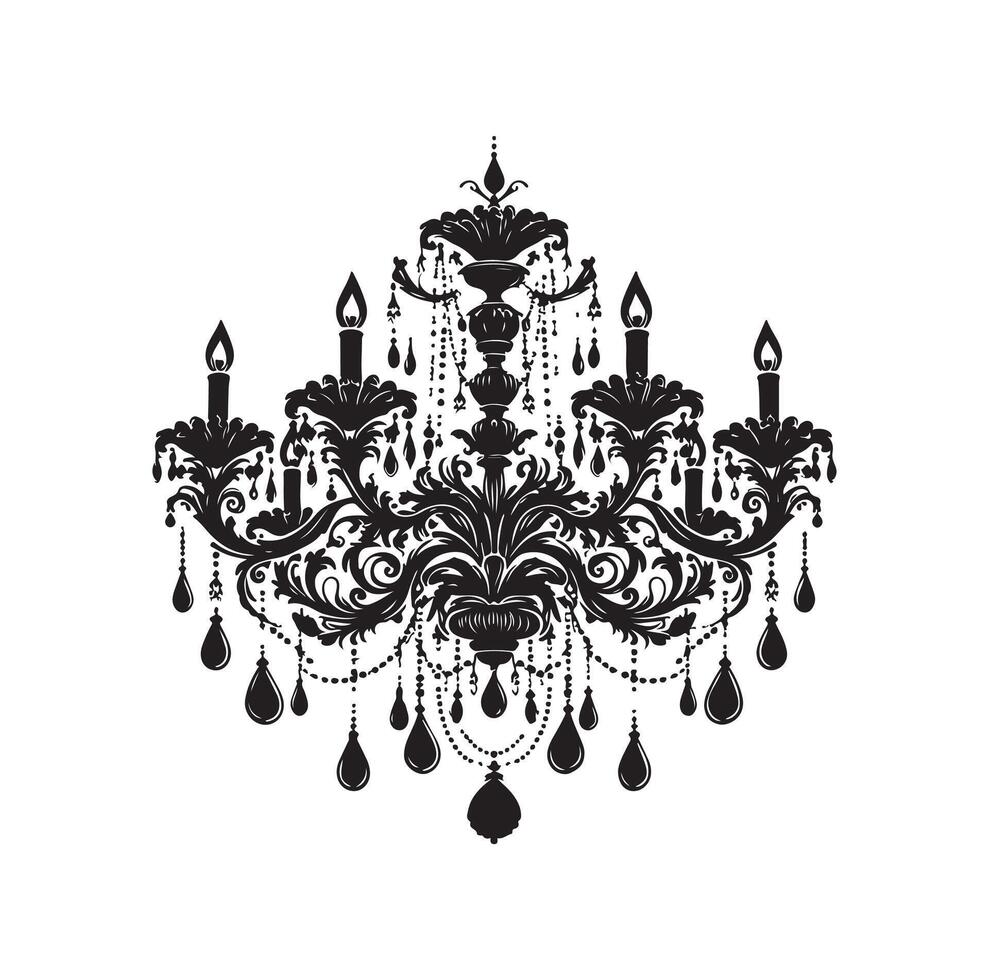 chandelier illustration icon silhouette style vector