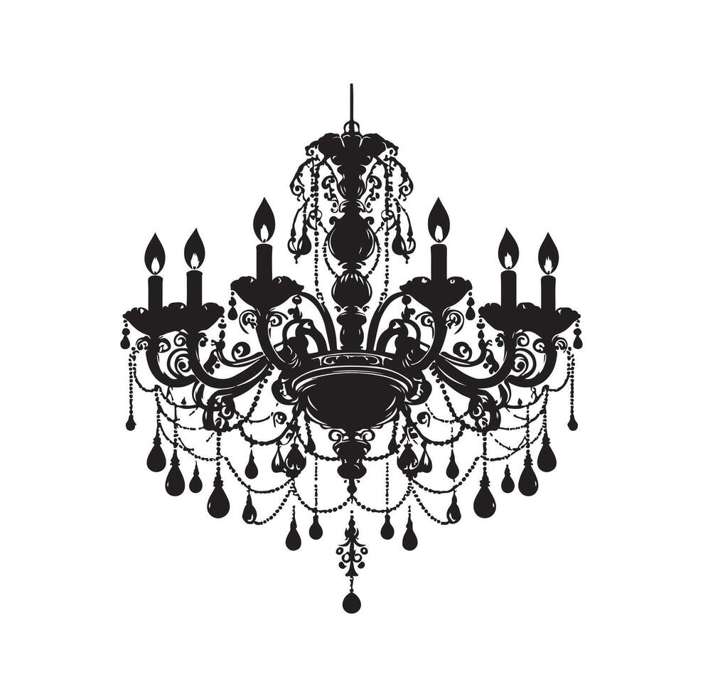 chandelier illustration icon silhouette style vector