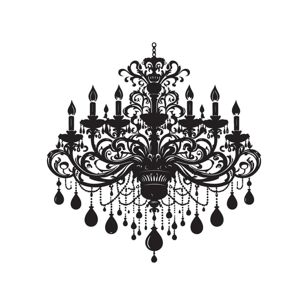 chandelier illustration icon silhouette style vector
