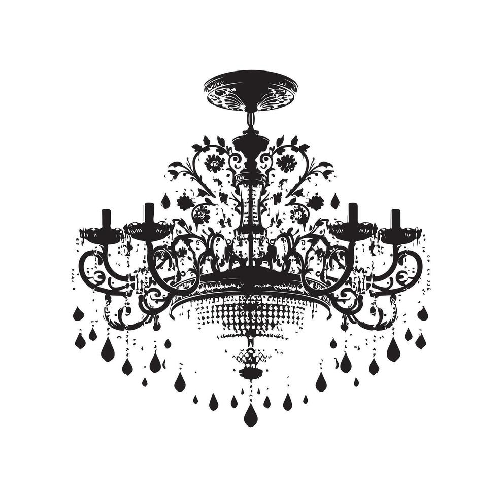 chandelier illustration icon silhouette style vector