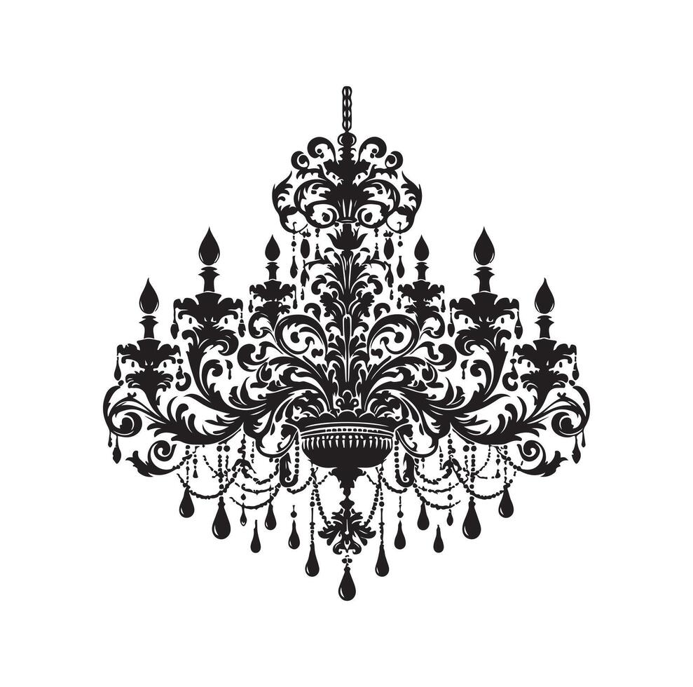 chandelier illustration icon silhouette style vector