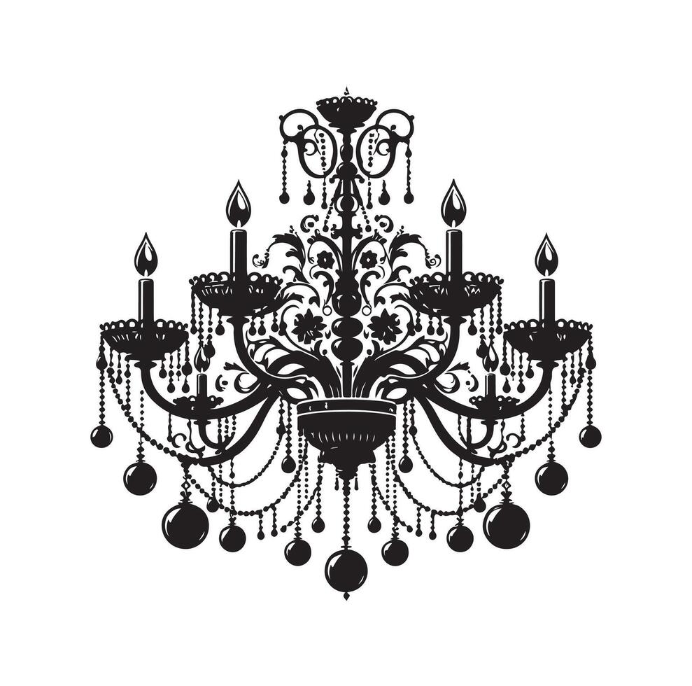 chandelier illustration icon silhouette style vector