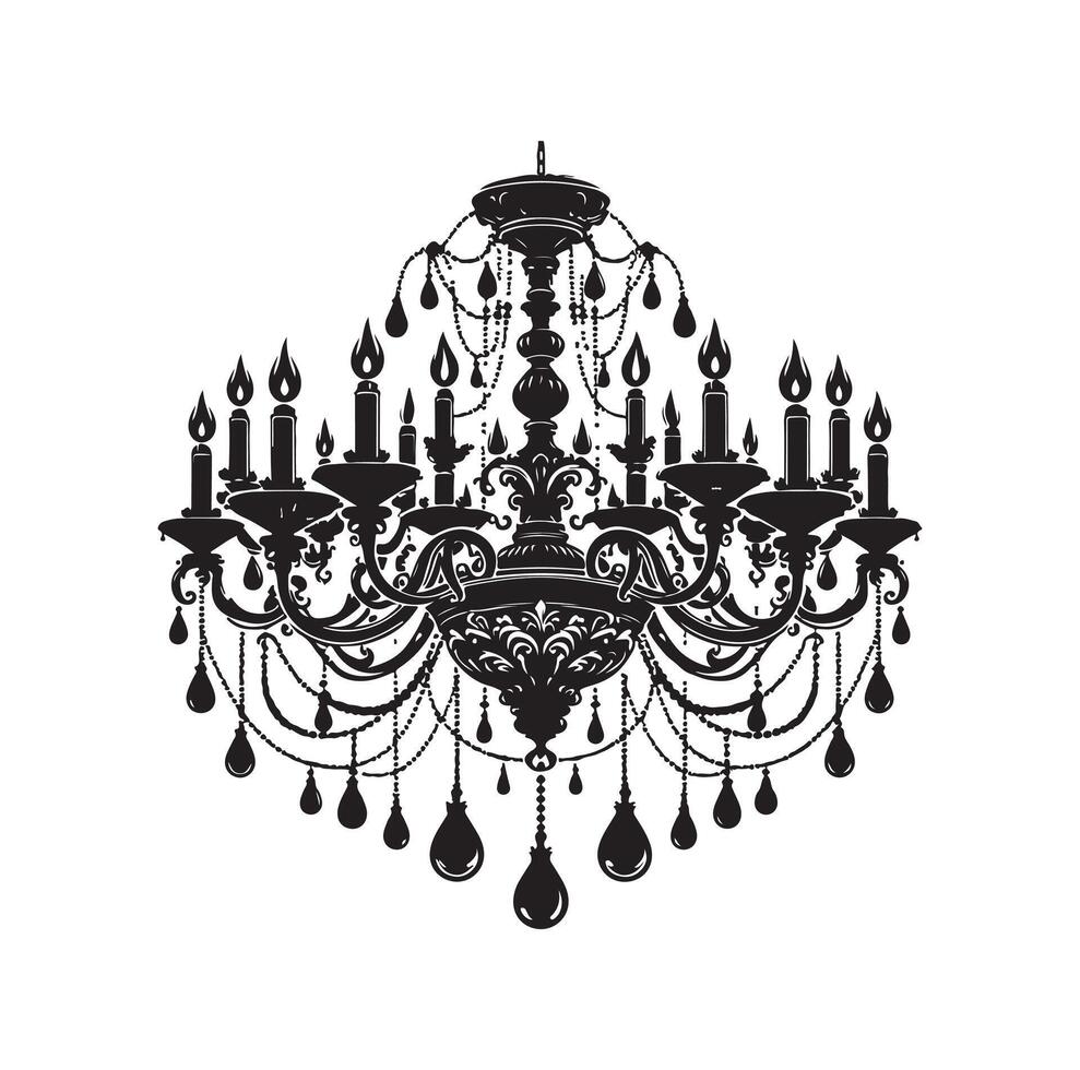 chandelier illustration icon silhouette style vector