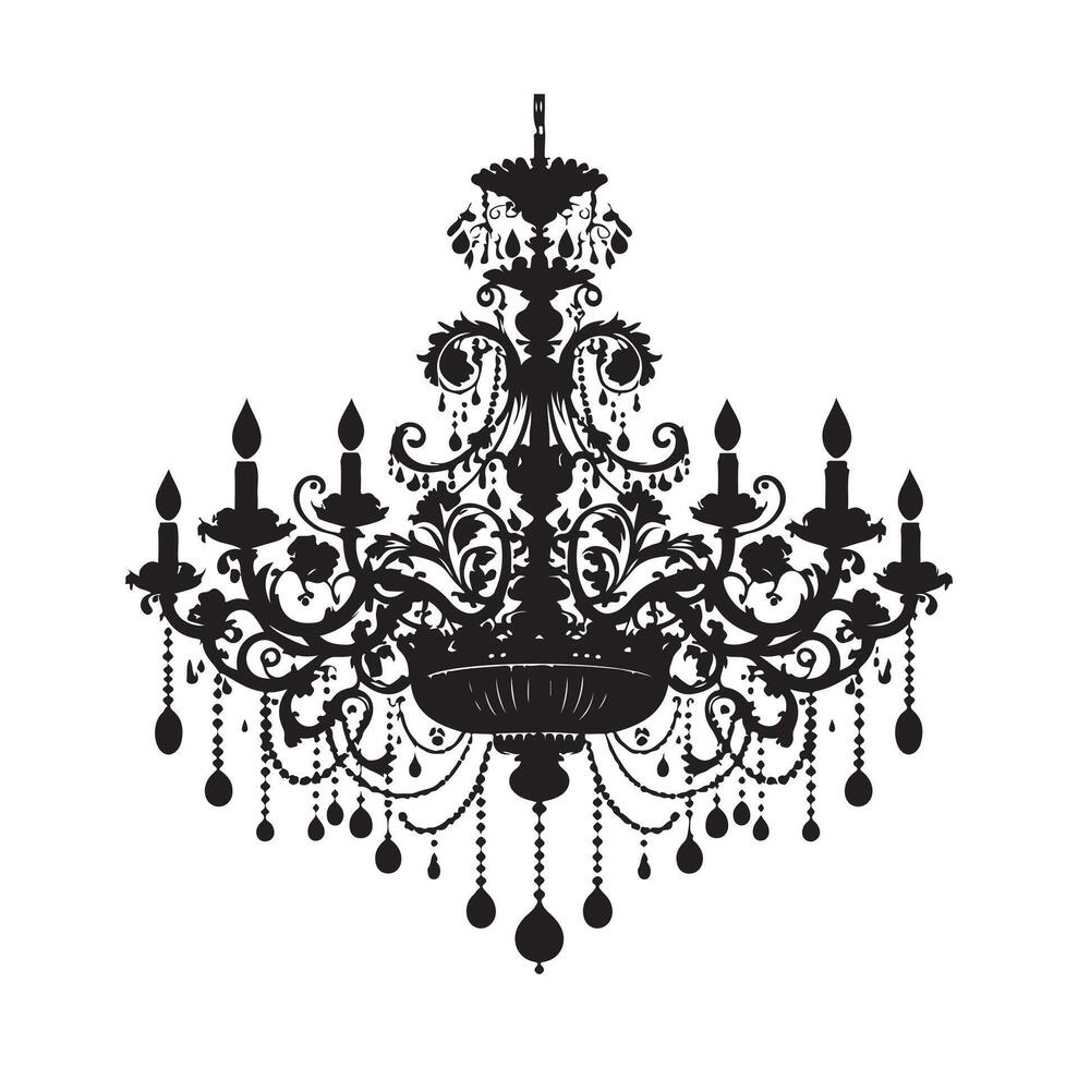 chandelier illustration icon silhouette style vector