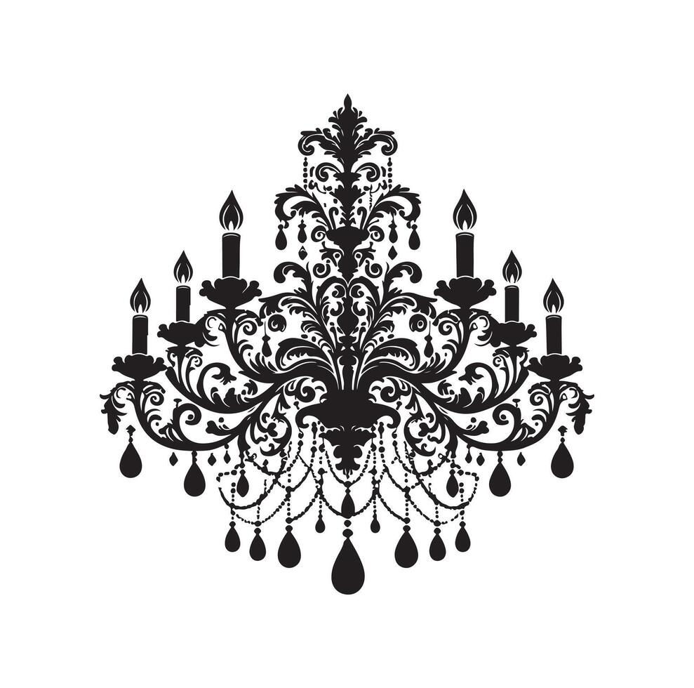 chandelier illustration icon silhouette style vector