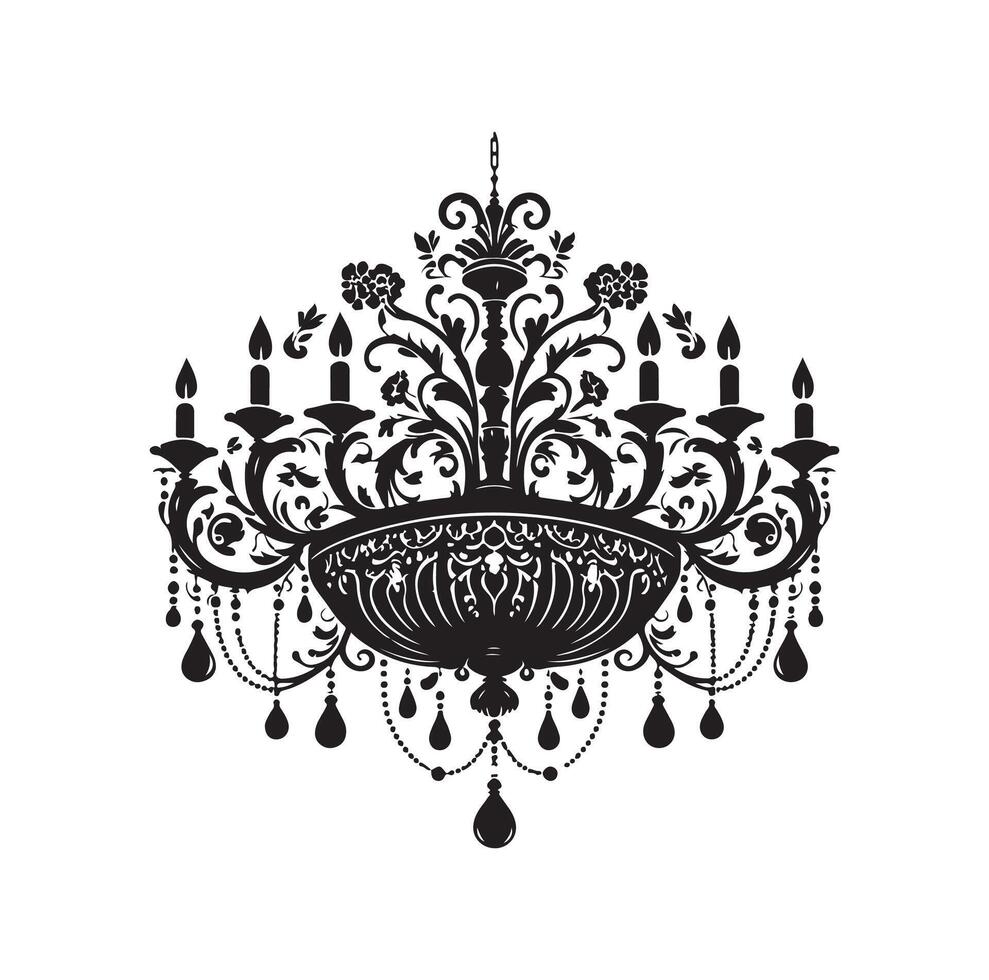 chandelier illustration icon silhouette style vector