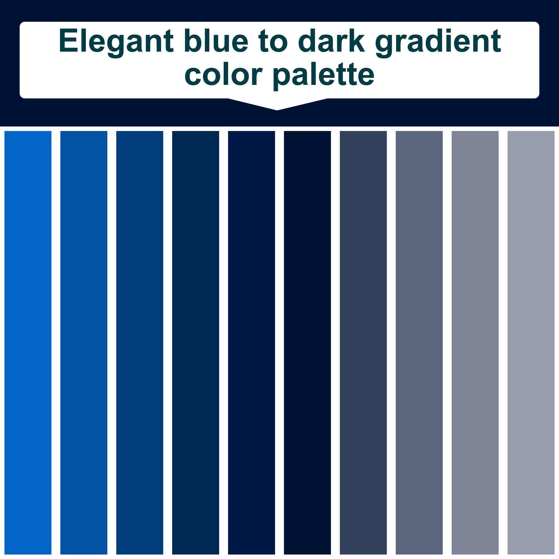 Elegant blue to dark gradient color palette abstract colored palette