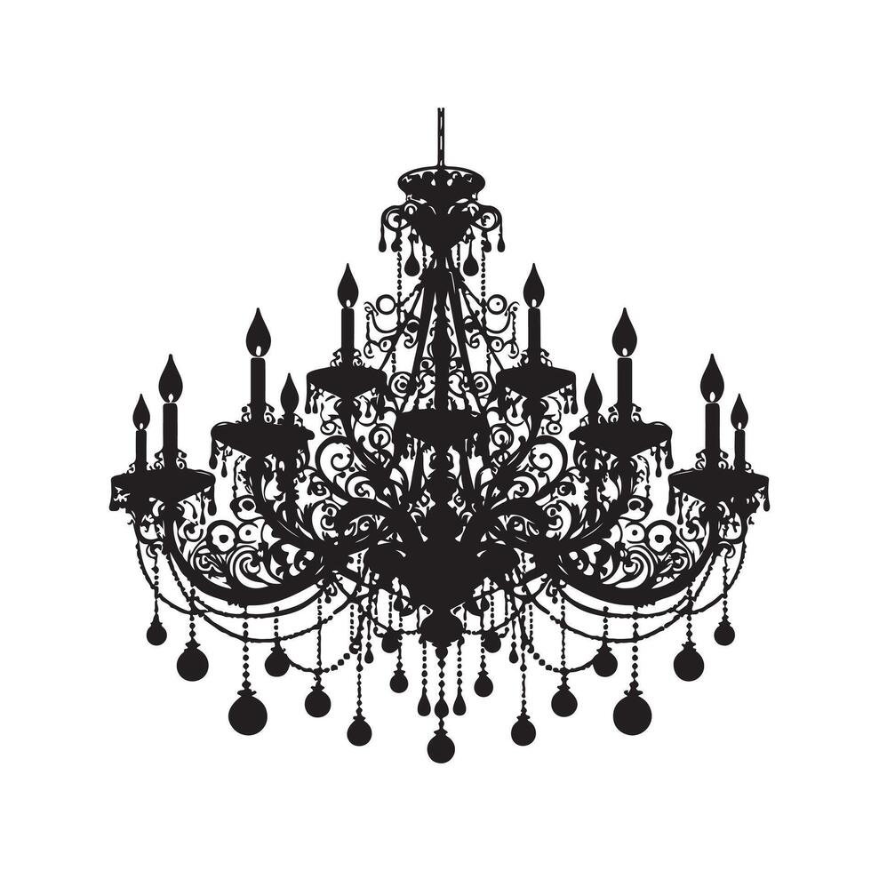 chandelier illustration icon silhouette style vector