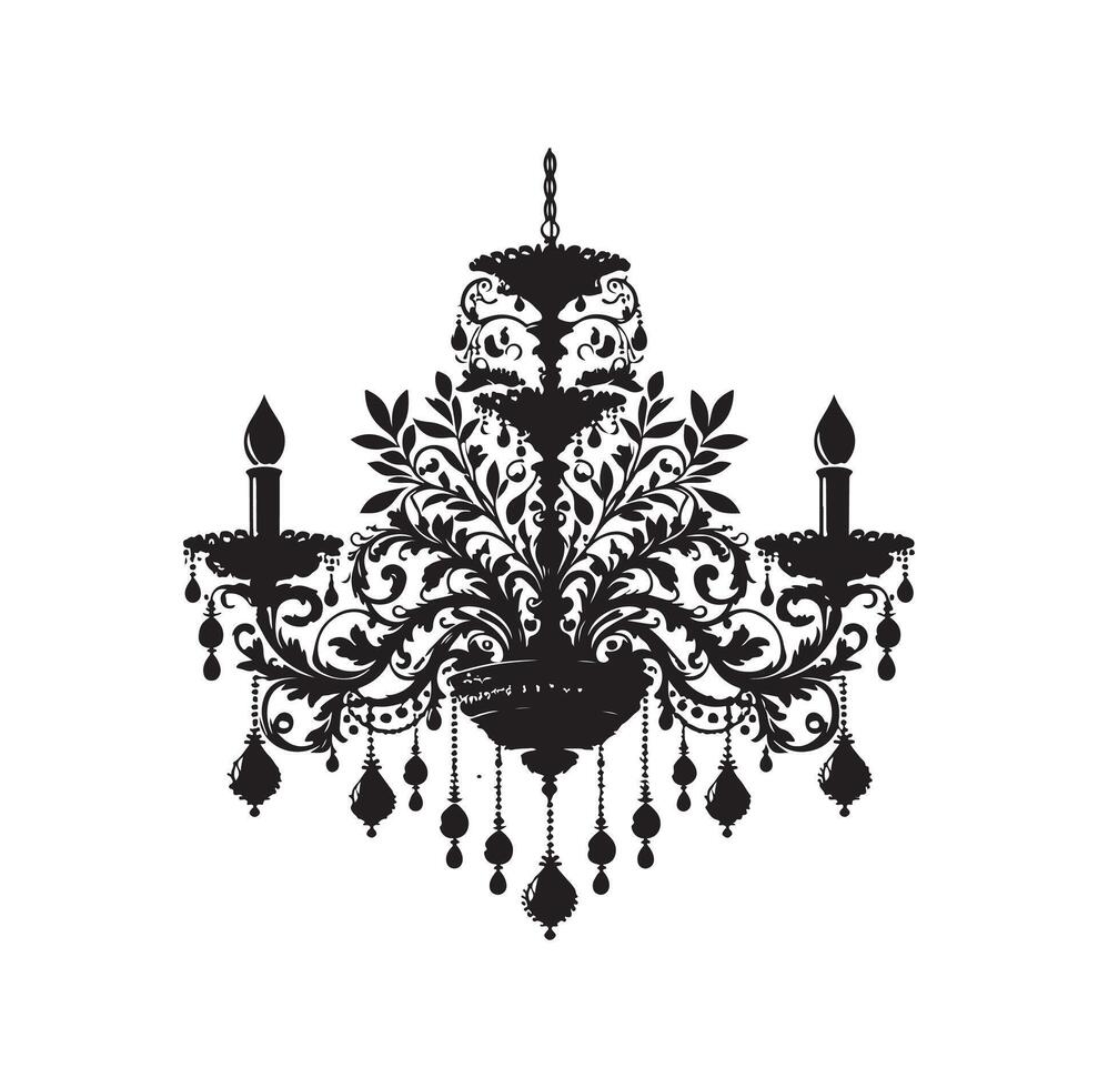 chandelier illustration icon silhouette style vector