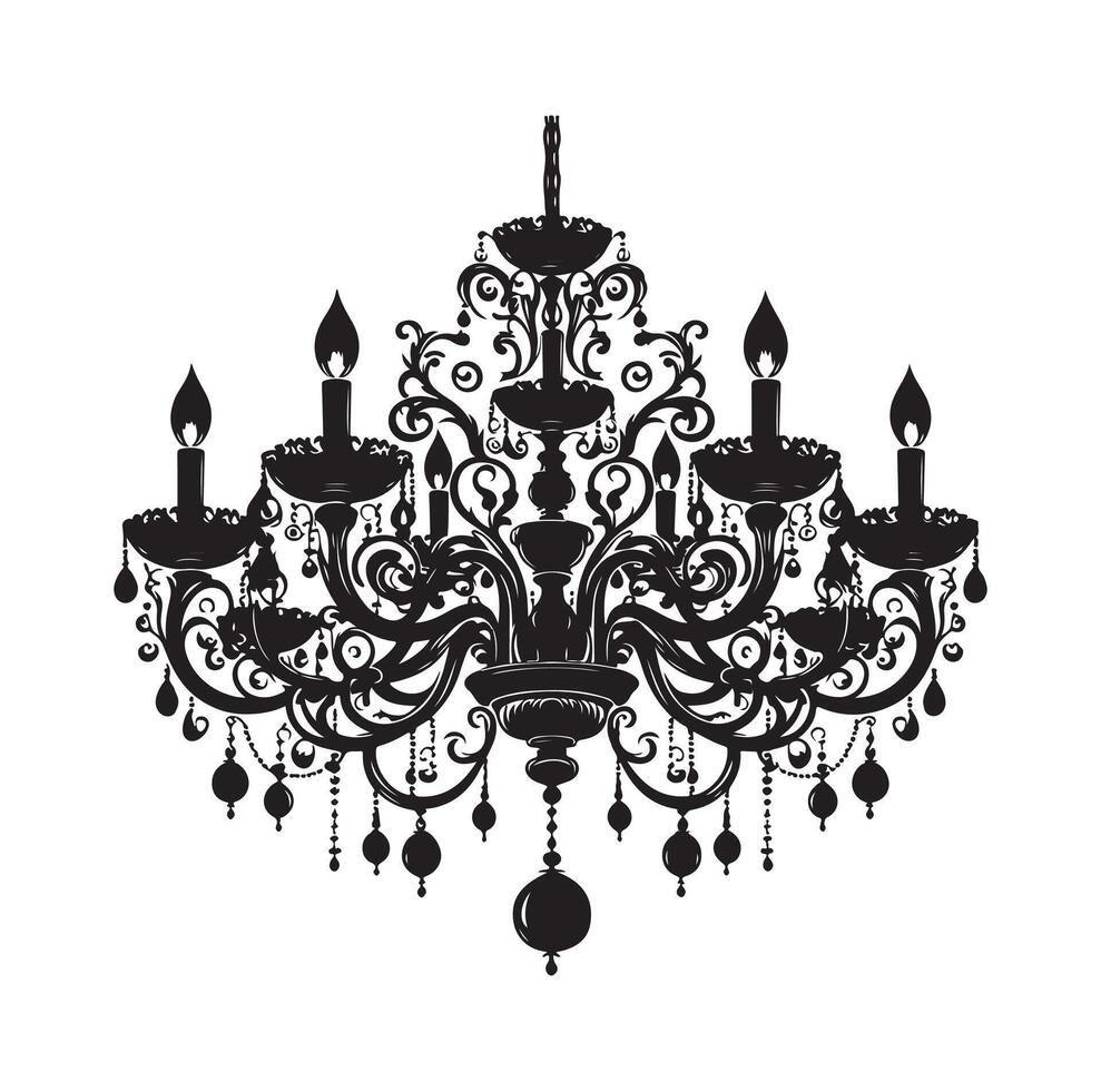 chandelier illustration icon silhouette style vector