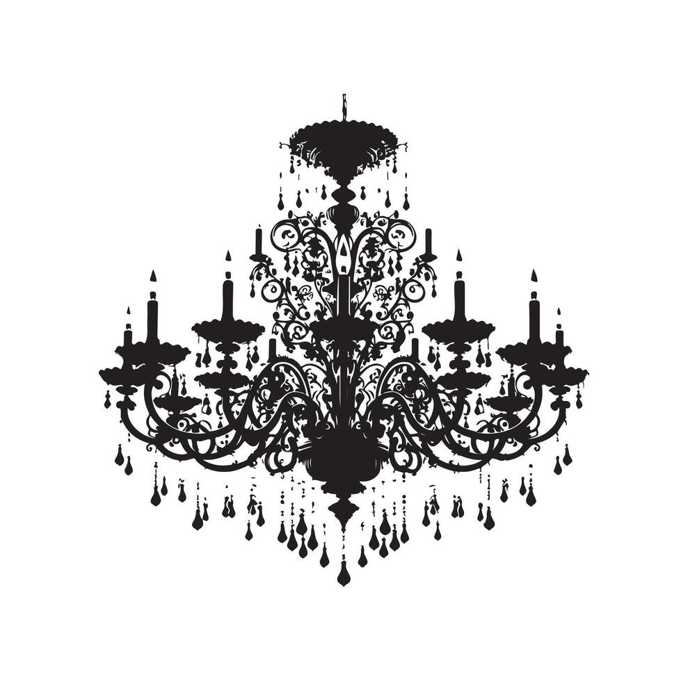 chandelier illustration icon silhouette style vector