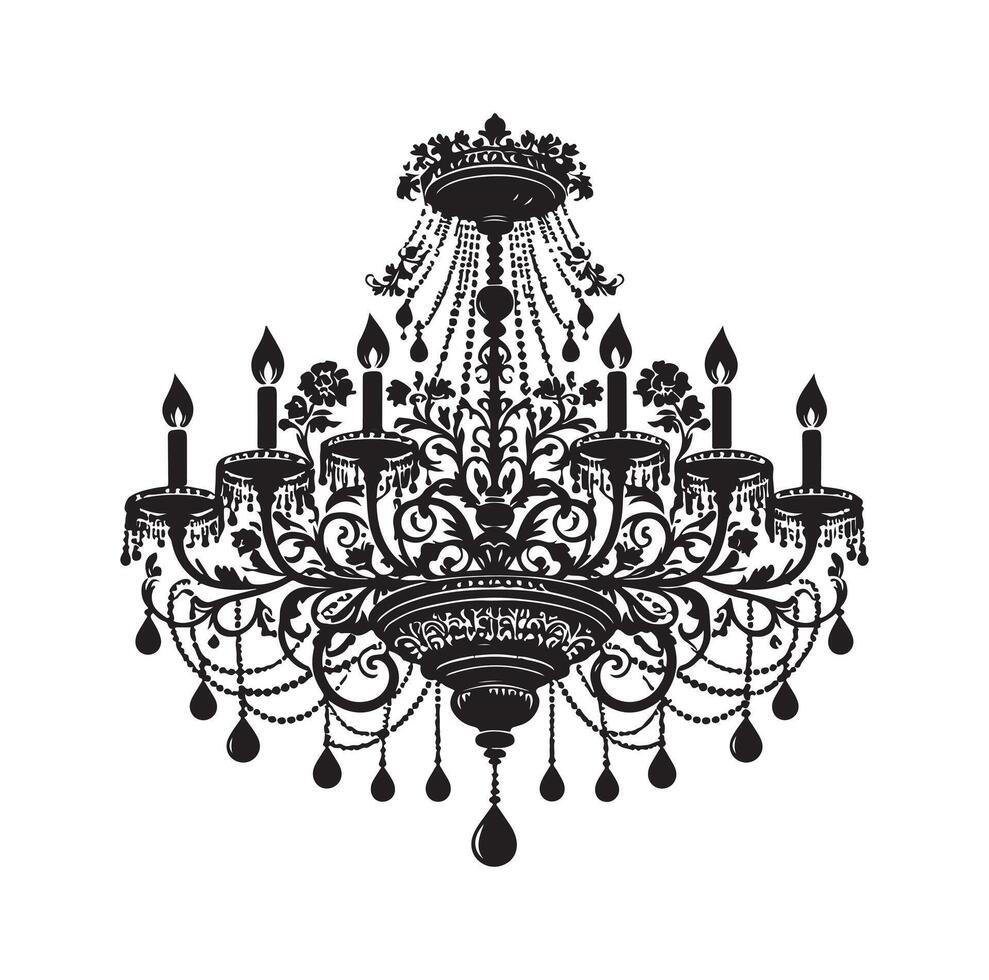 chandelier illustration icon silhouette style vector