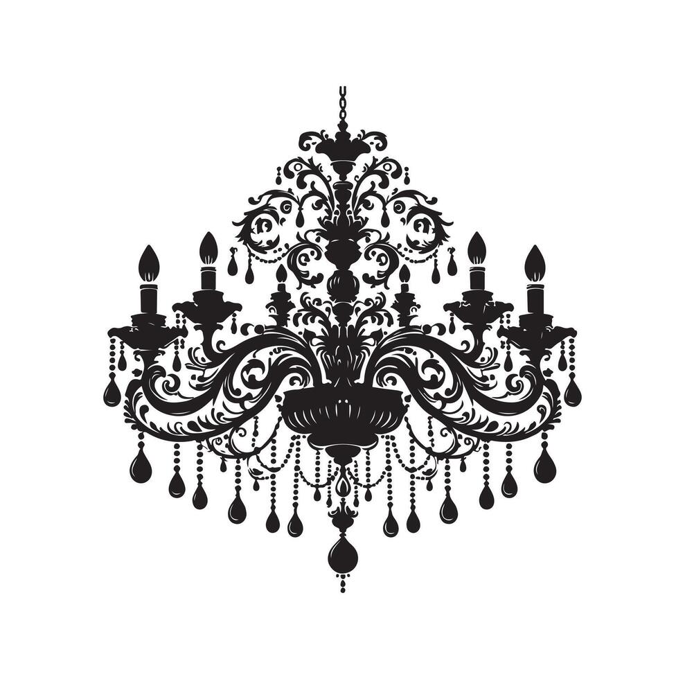 chandelier illustration icon silhouette style vector