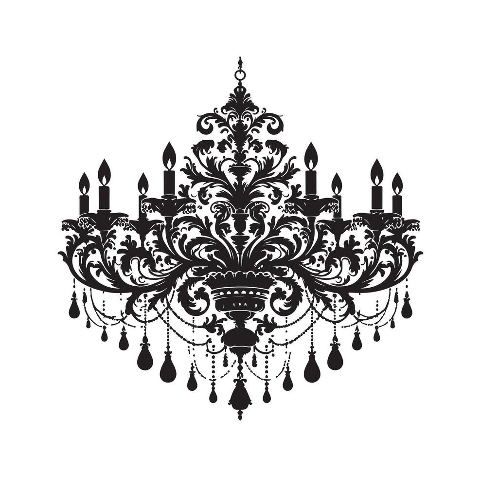 chandelier illustration icon silhouette style vector