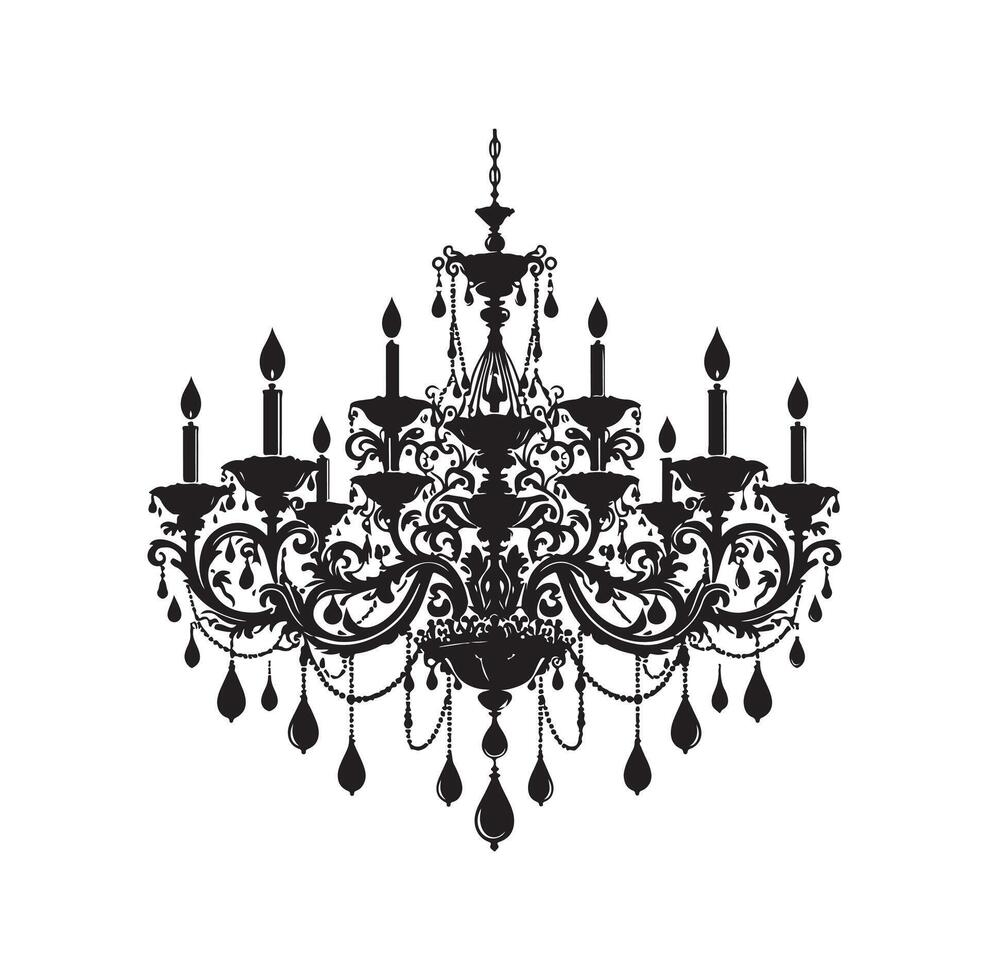 chandelier illustration icon silhouette style vector
