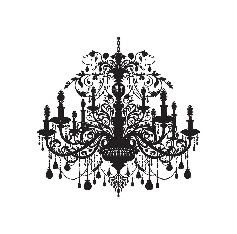 chandelier illustration icon silhouette style vector