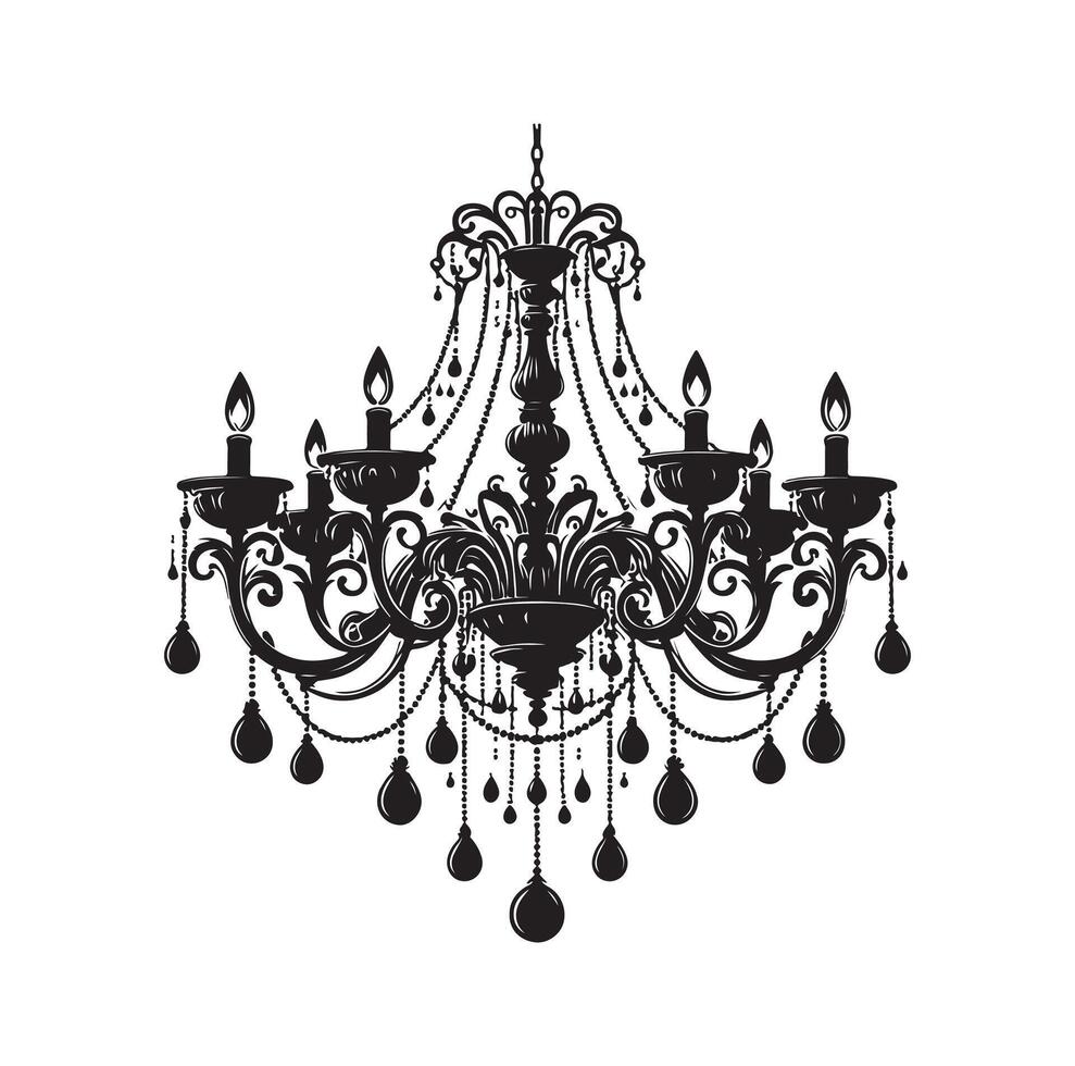 chandelier illustration icon silhouette style vector