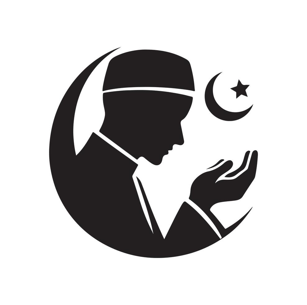 Muslim Praying silhouette. praying symbol illustration vector