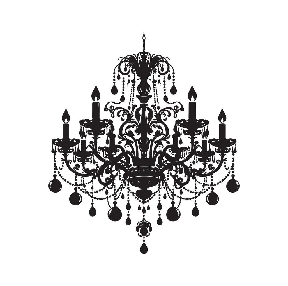 chandelier illustration icon silhouette style vector