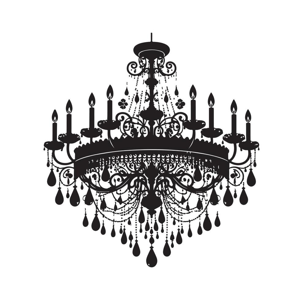 chandelier illustration icon silhouette style vector