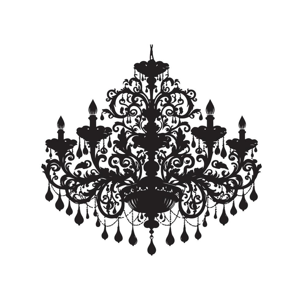 chandelier illustration icon silhouette style vector