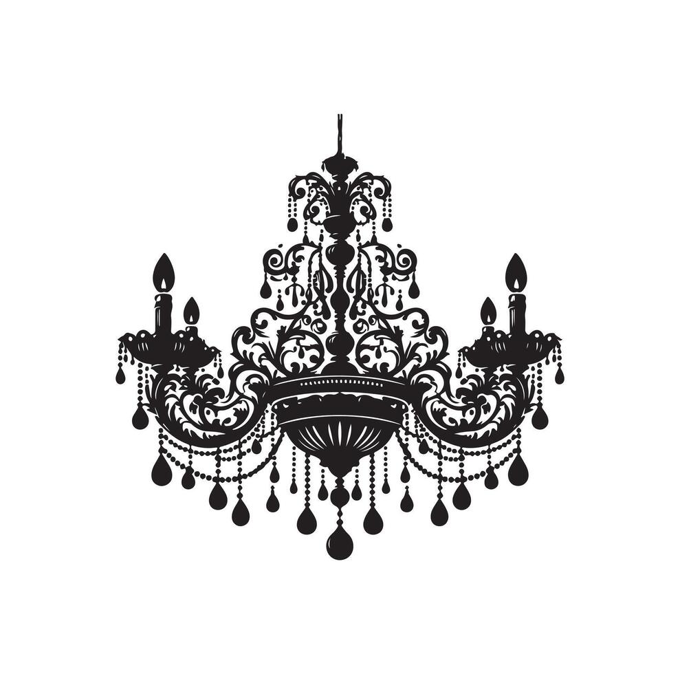 chandelier illustration icon silhouette style vector