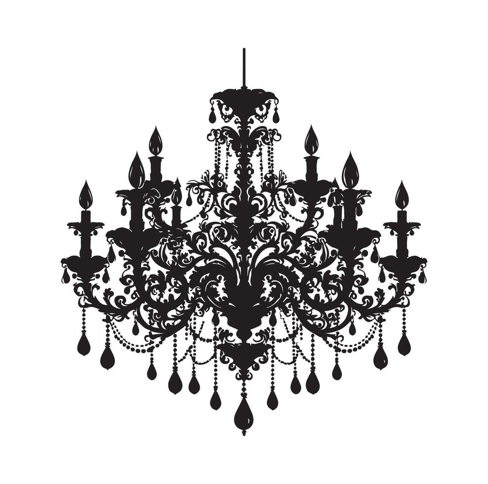 chandelier illustration icon silhouette style vector